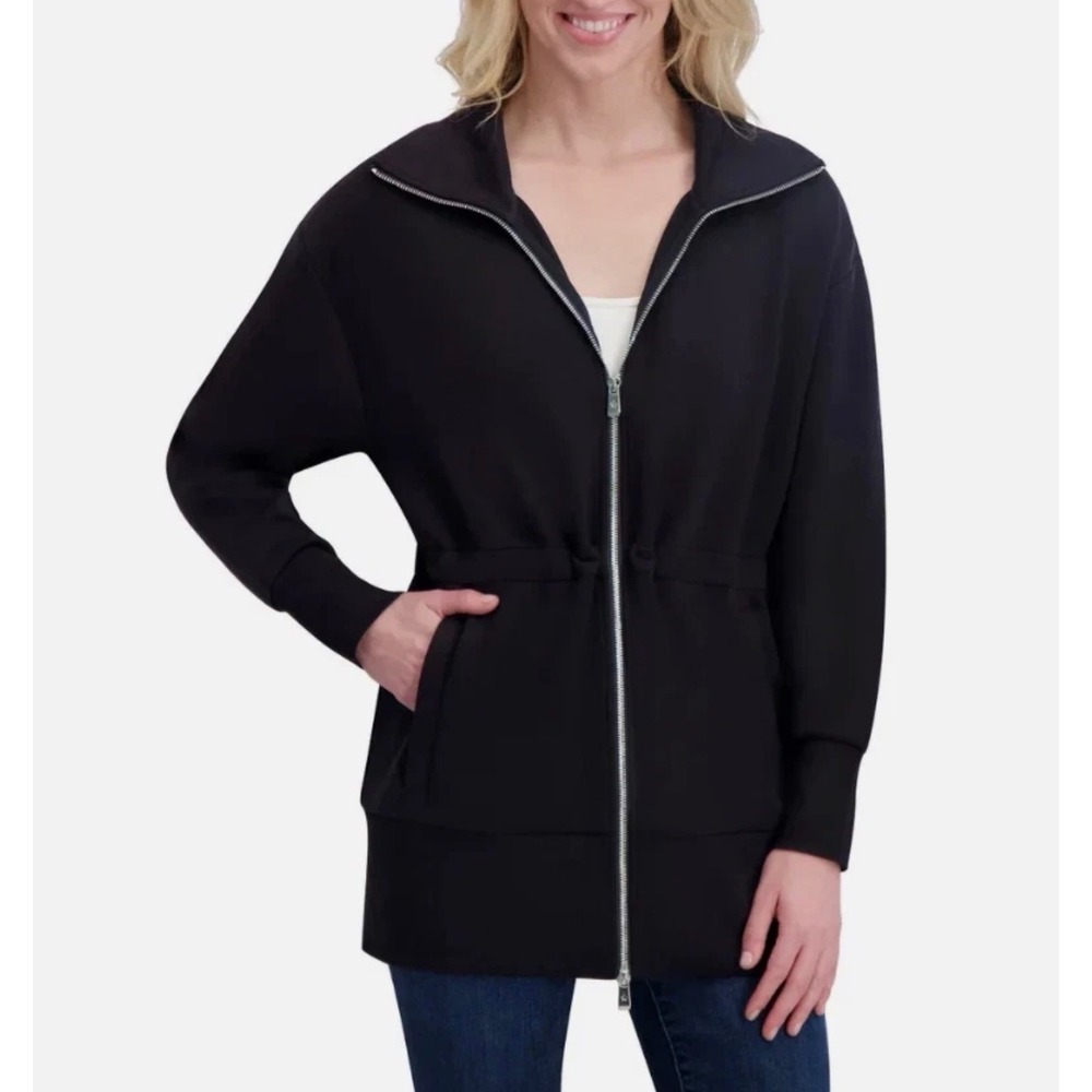 Converse Womens XXL Full Zip Jacket Black Longline Funnel Neck 1907066 NWT
